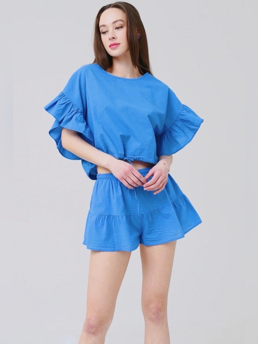 Stark X Tilly Top & V Shorts Set in Atlantic Blue, Size Small